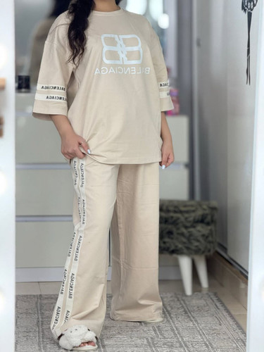 تصویر ست تیشرت و شلوار پاییزی نوار دار کد 25 - ترمه شاپ