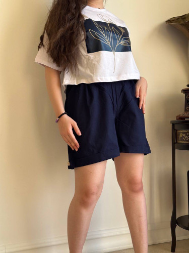 تصویر ست کراپ وشورتک رز - ترمه شاپ