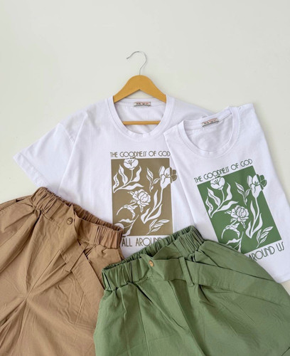 تصویر ست کراپ وشورتک رز مینیاتوری - ترمه شاپ