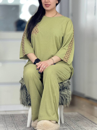 ست تیشرت و شلوار نخ پنبه سوزنی طرح گوچی