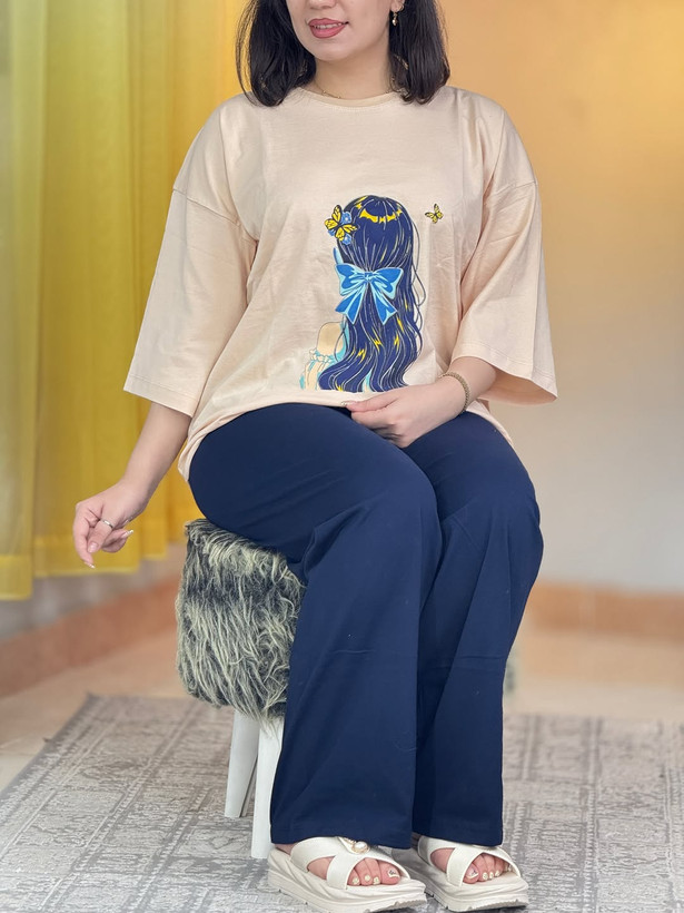 ست تیشرت باکسی با شلوار