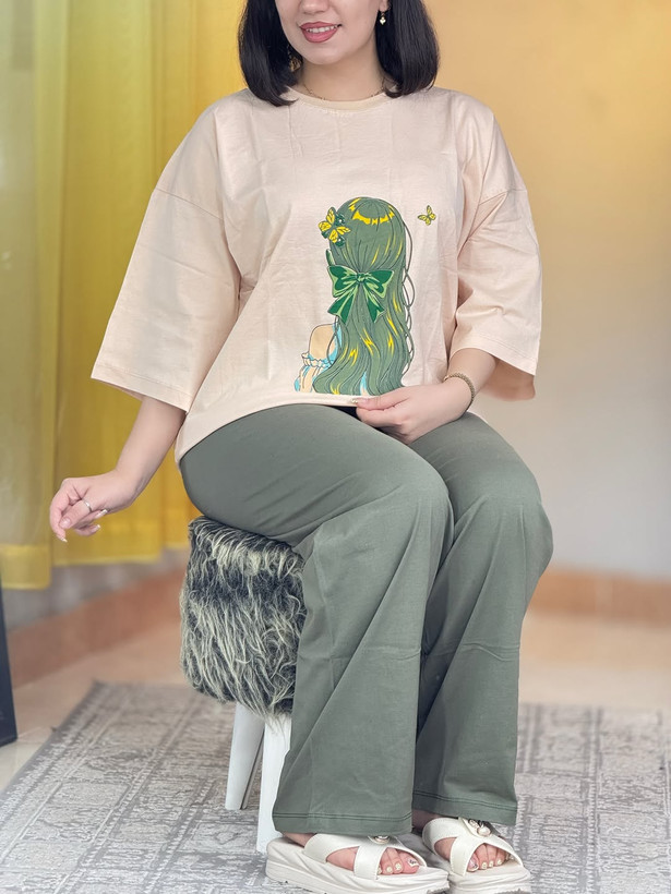 ست تیشرت باکسی با شلوار