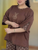 ست دمپا زیپ ال وی قهوه ای